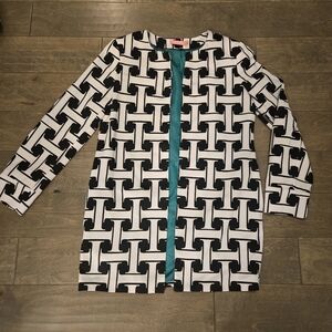 Isaac Mizarahi Black & White Jacket Size 6 Green Lining